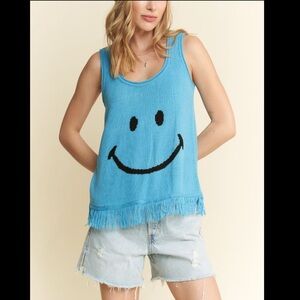 New Jade by Jane Smiley Face Sleeveless Sweater